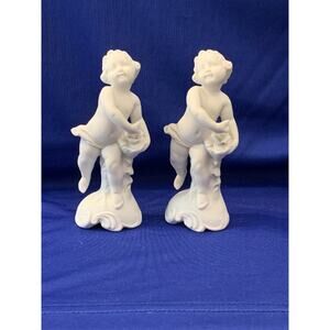Pair of Vintage Ardalt Bisque Porcelain Cherubs 7390 Japan